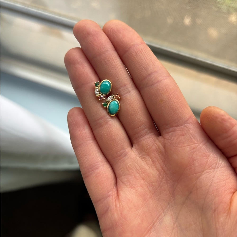 MOCIUN Turquoise and Gold Earrings